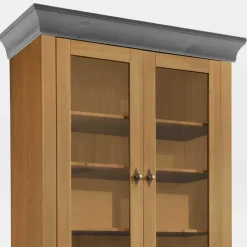 Landhaus Vitrinenschrank in Kiefer Lauge & Grau - Eshelas