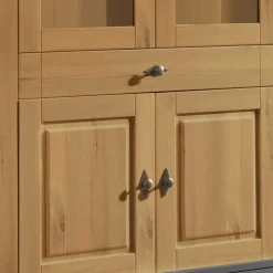 Landhaus Vitrinenschrank in Kiefer Lauge & Grau - Eshelas