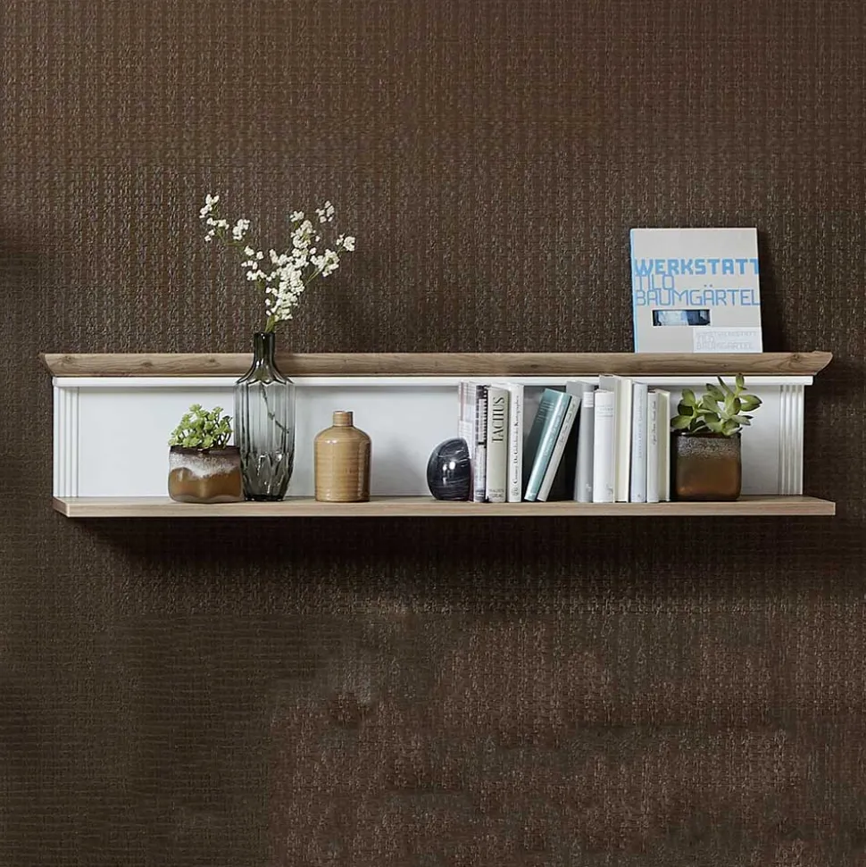 Landhaus Wandregal in Weiß & Eiche - Sinolita