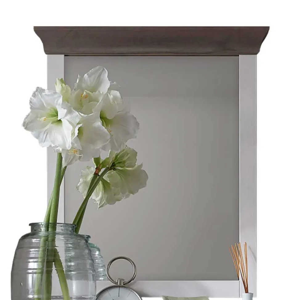 Landhaus Wandspiegel Charmes in Weiß Grau