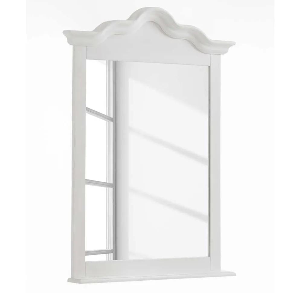 Landhaus Wandspiegel in Weiß Laburita Holzrahmen Kiefer