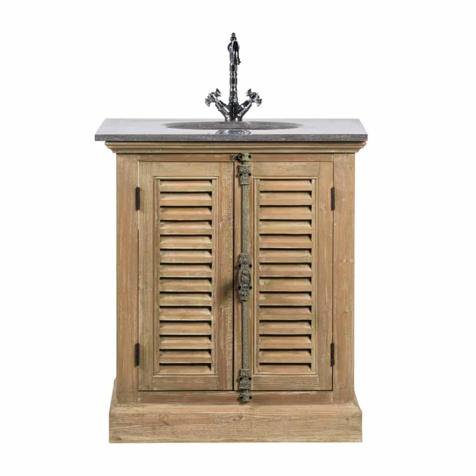 Landhaus Waschtisch mit Becken & Steinplatte Harrosands & Kiefer Antik teilmassiv