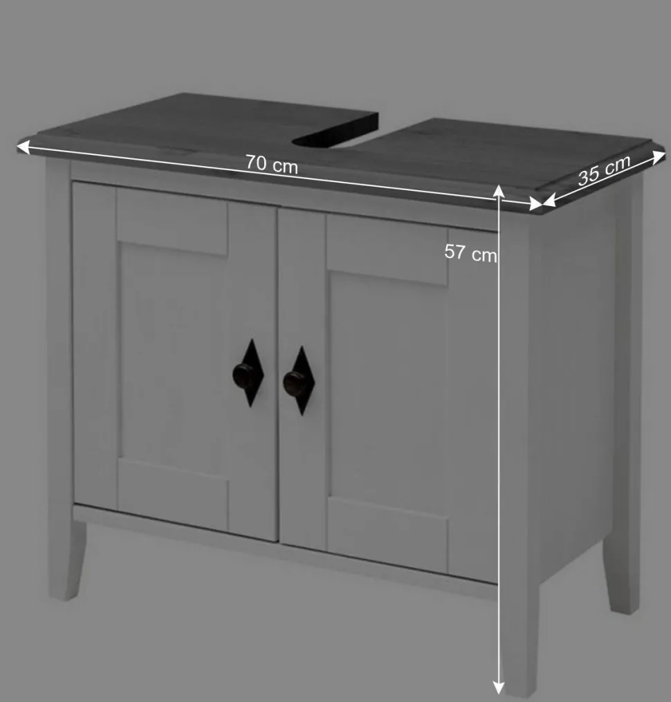Landhaus Waschtischunterschrank in Weiß & Grau - Mirandesca