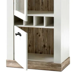 Landhaus Wohnmöbel Set mit Sideboard Nedita in Weiß mit Pinie Shabby (vierteilig)