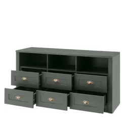 Landhaus Wohnwand in Dunkelgrün - Niestov (vierteilig)