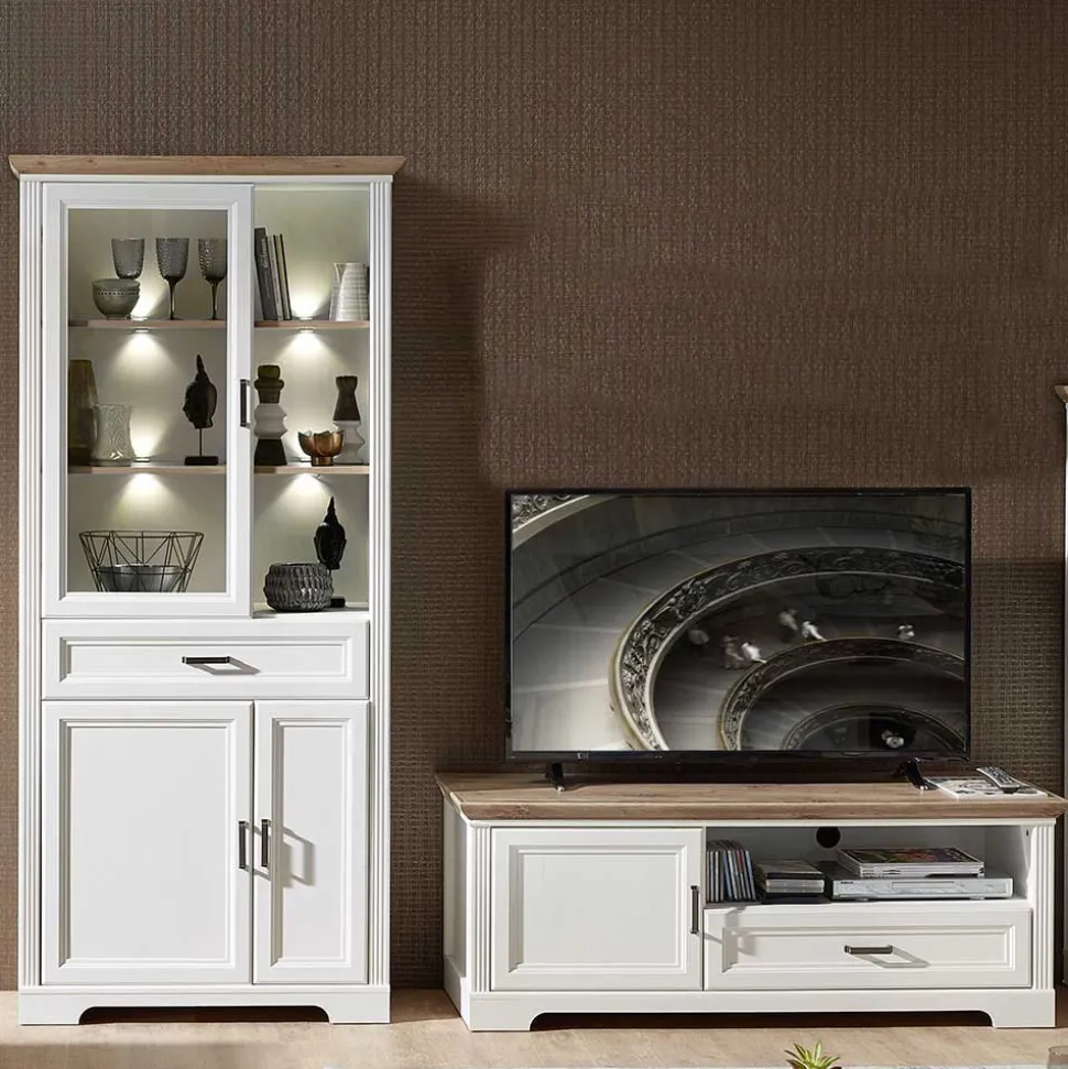 Landhaus Wohnzimmer Möbel beleuchtet - Sinolita (zweiteilig)