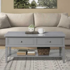 Landhaus Wohnzimmertisch in Grau lackiert - Yaniz