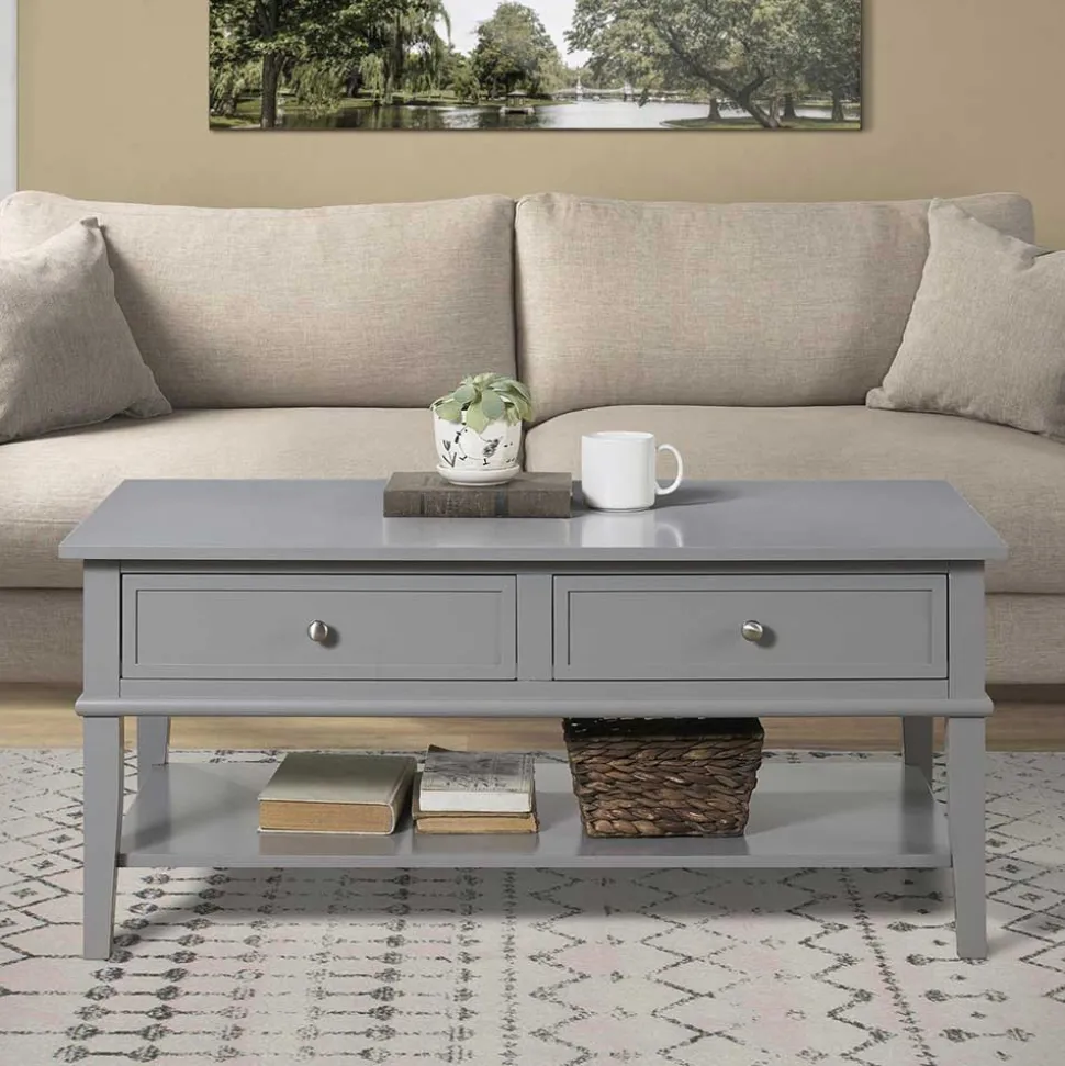 Landhaus Wohnzimmertisch in Grau lackiert - Yaniz