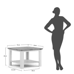 Landhaus Wohnzimmertisch aus Kiefer zweifarbig - Zalya