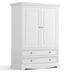 Landhaus Wäscheschrank in Weiß lackiert - Indico