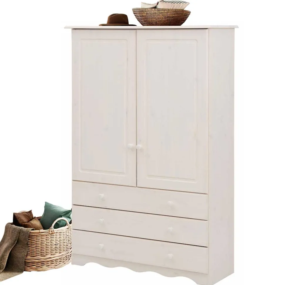 Landhaus Wäsche-Schrank in Weiß lackiert - Ilvestra