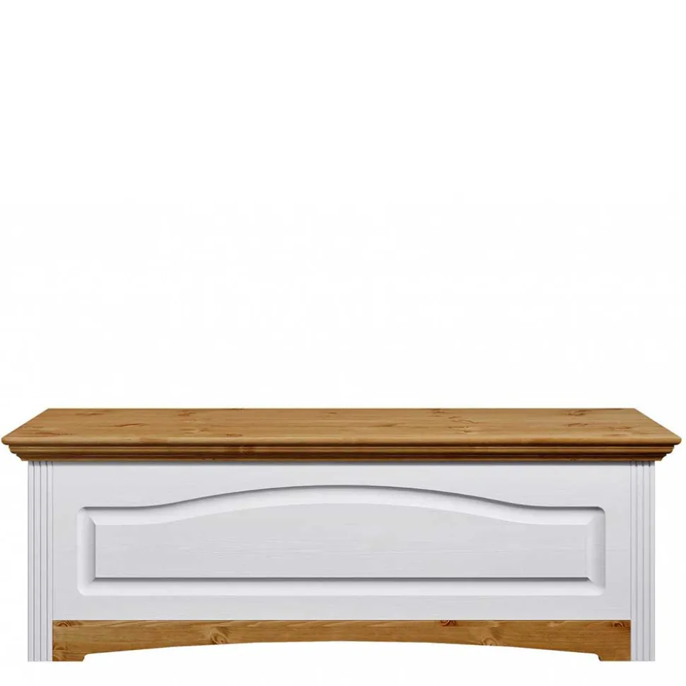 Landhaus Wäschetruhe in Weiß & Kiefer - Lagune