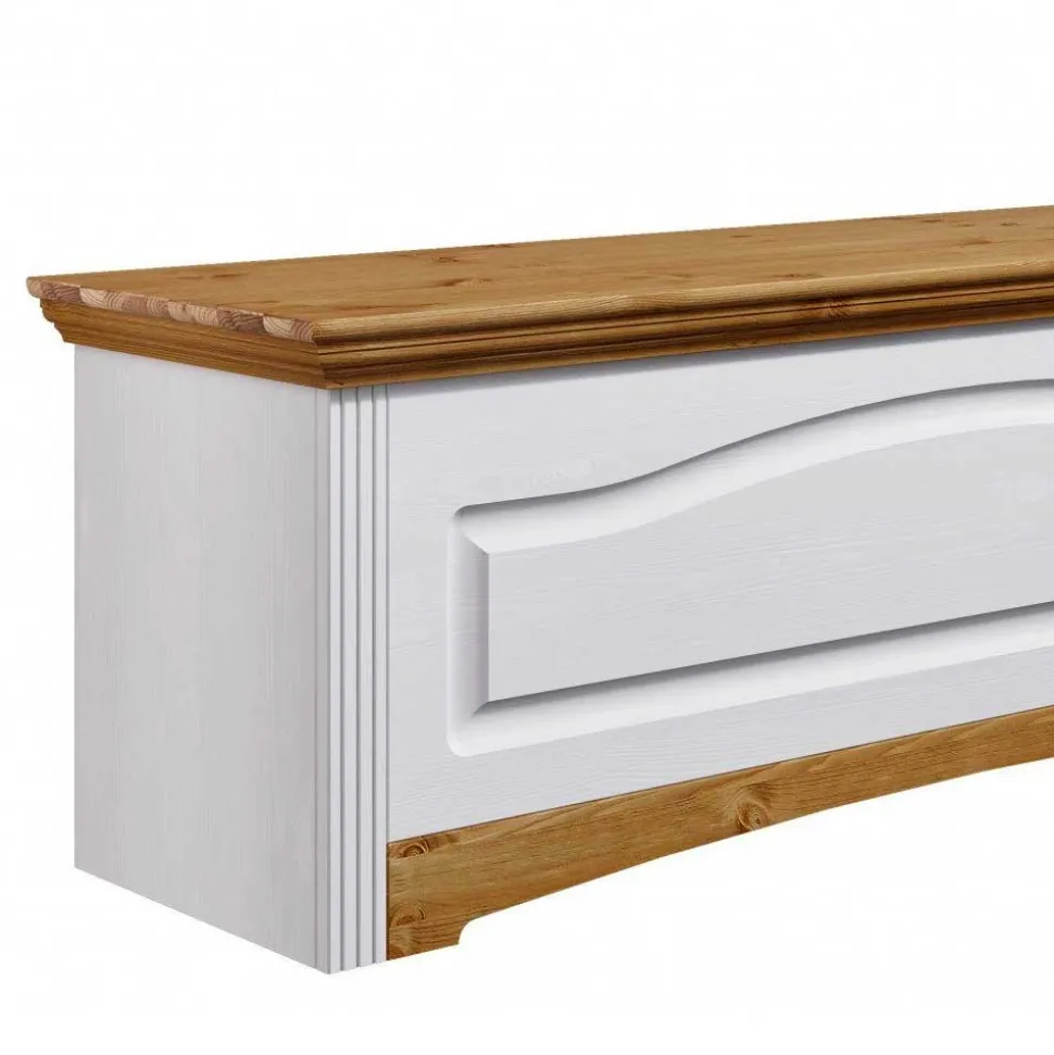 Landhaus Wäschetruhe in Weiß & Kiefer - Lagune