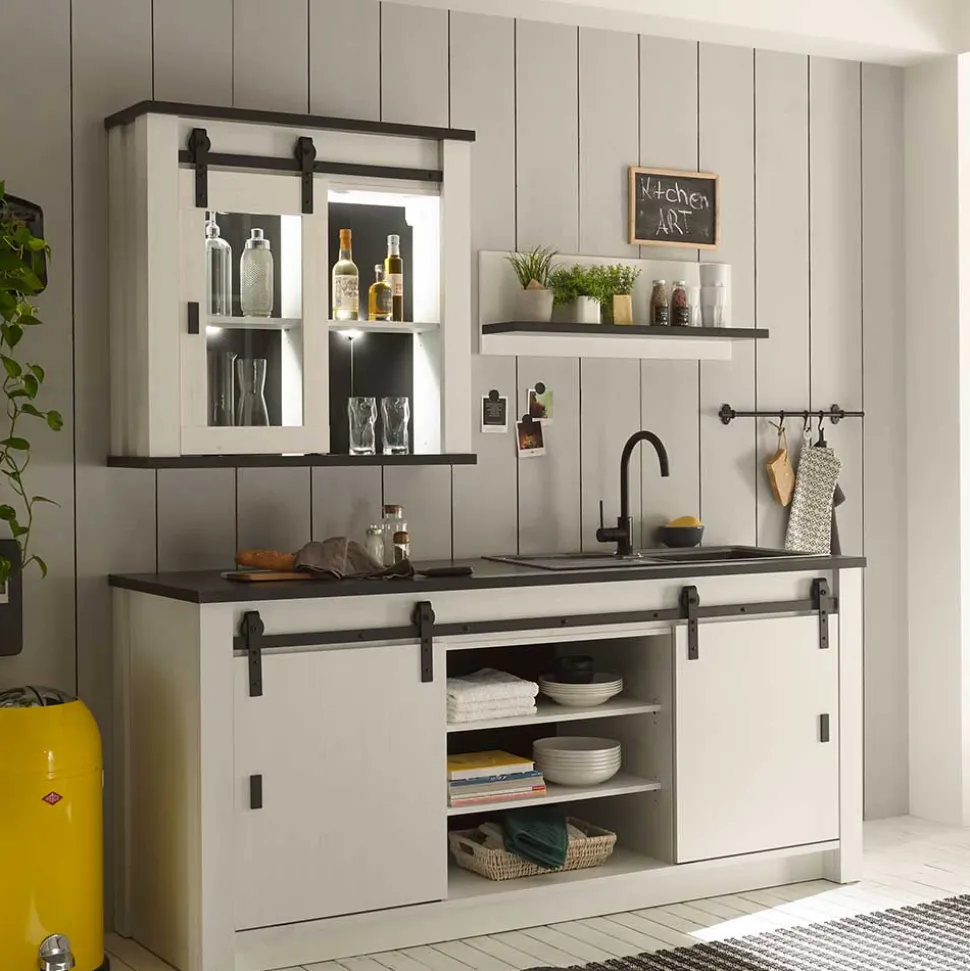 Landhausküche Oberschrank mit Glas Schiebetür - Eture