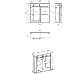 Landhausküche Oberschrank mit Glas Schiebetür - Eture