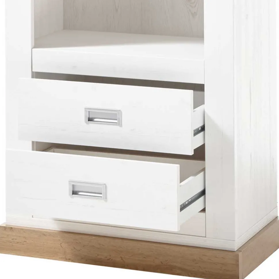 Landhausregal in Weiß & Dekor Wildeiche - Helkaska