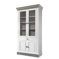 Landhausvitrine Mirandesca in Weiß Grau