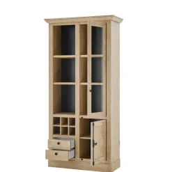 Landhaus-Vitrinenschrank in Eiche Gold - Hengas