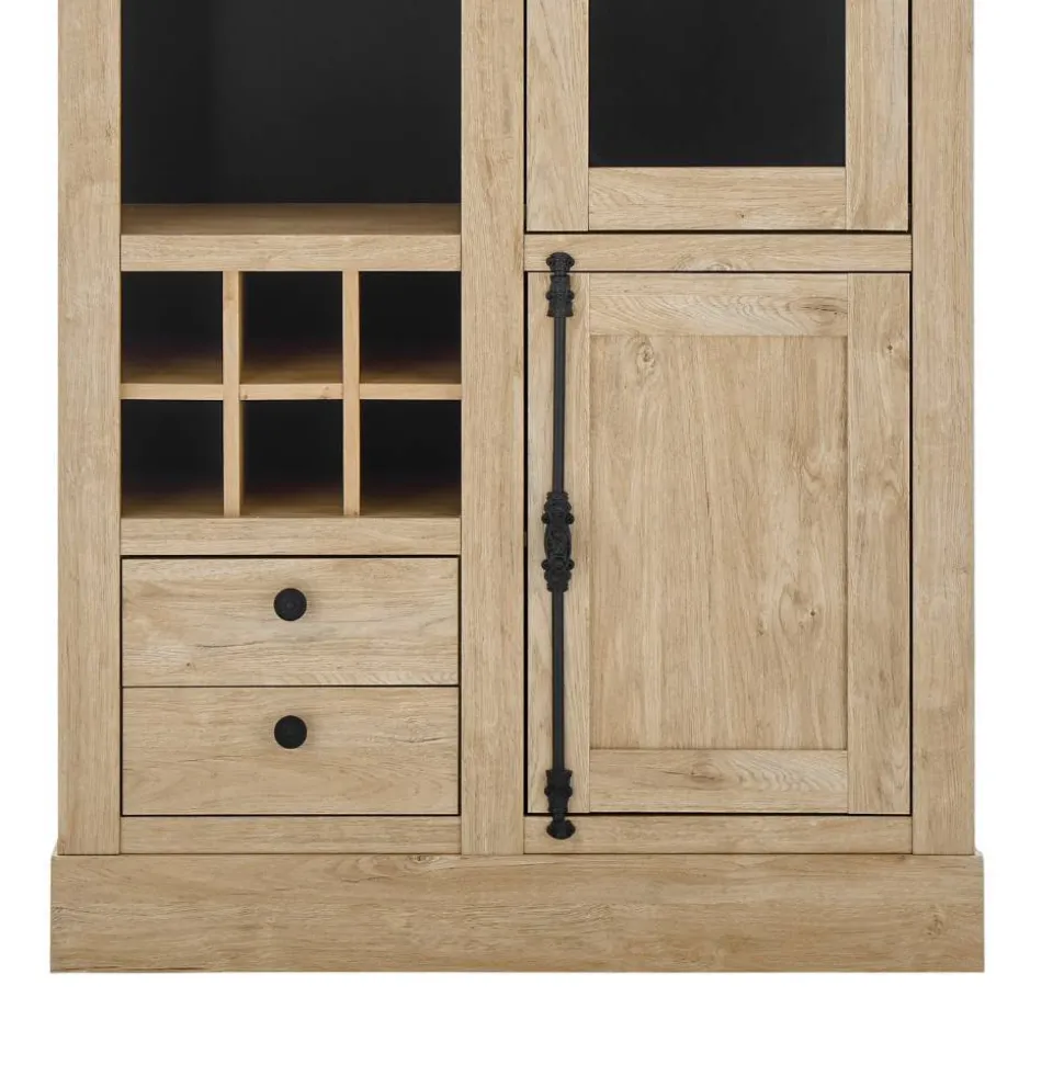 Landhaus-Vitrinenschrank in Eiche Gold - Hengas