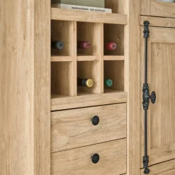 Landhaus-Vitrinenschrank in Eiche Gold - Hengas
