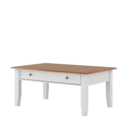 Landhaus-Wohnzimmertisch in Weiß mit Eiche - Bordona