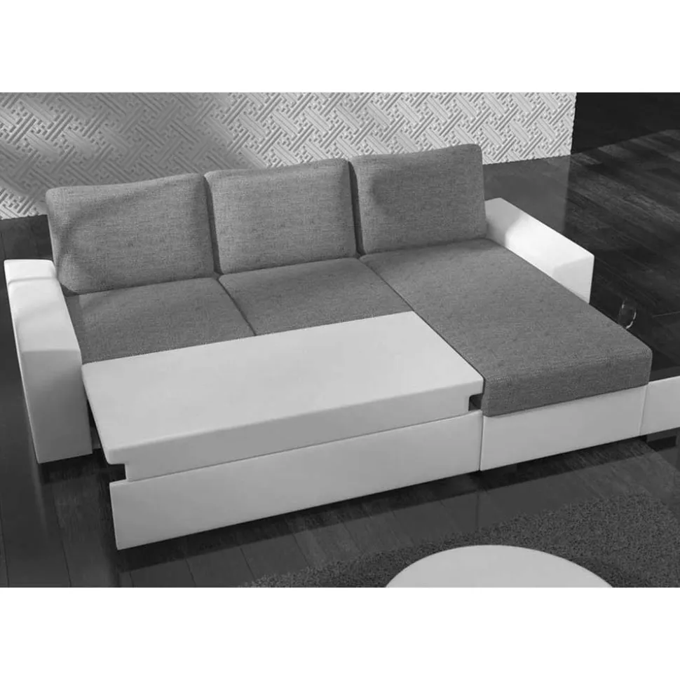 L-Design Schlafcouch in Beigegrau und Schwarz - Rosch