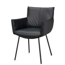 Leder Armlehnenstuhl in Schwarz - Iliandro (2er Set)