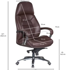 Leder Bürosessel in Dunkelbraun - Kosra