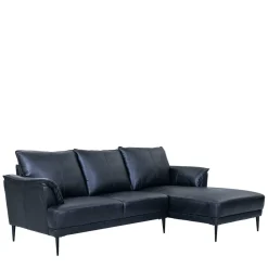 Leder Ecksofa in Schwarz - Lagon