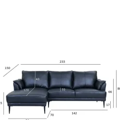Leder Ecksofa in Schwarz - Lagon