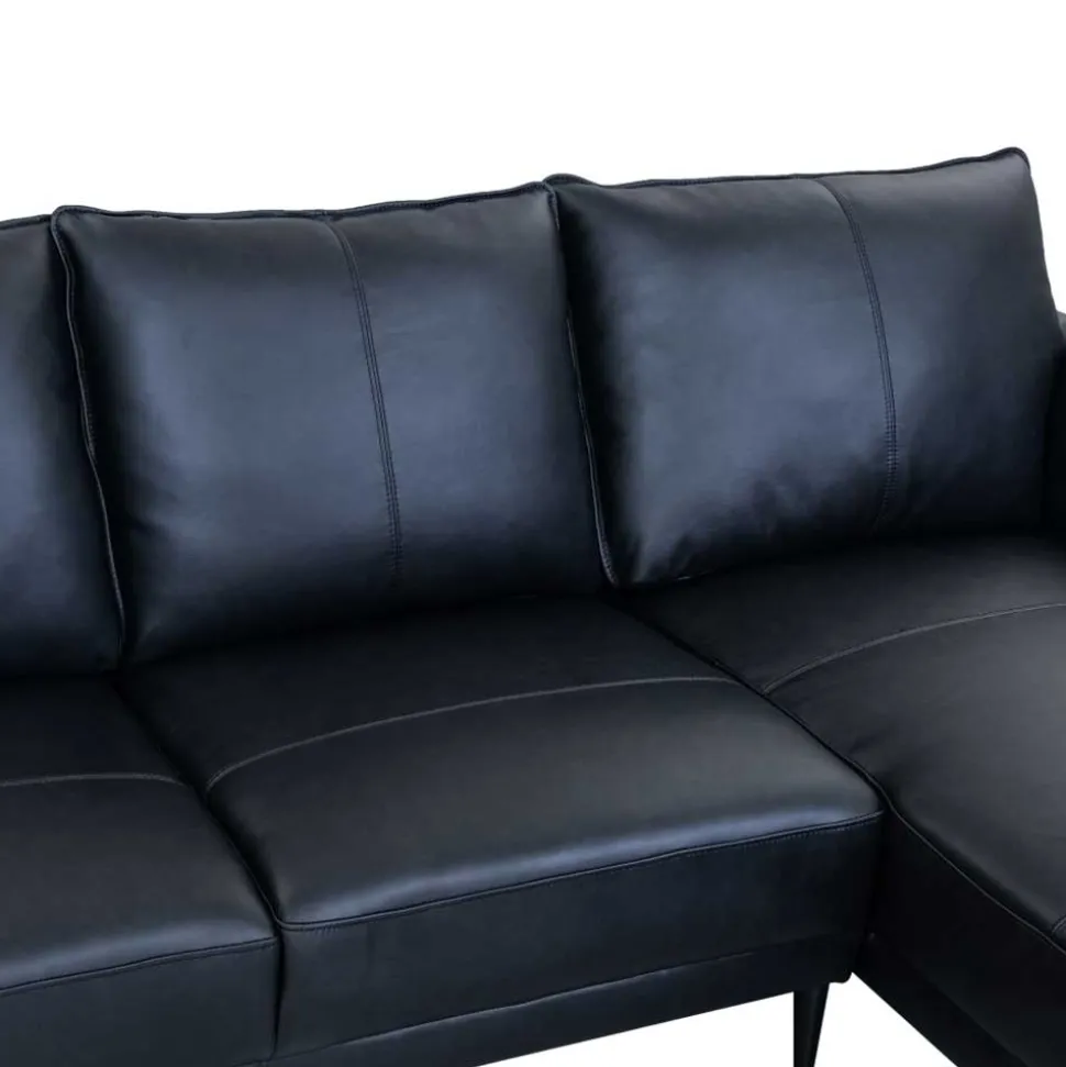 Leder Ecksofa in Schwarz - Lagon