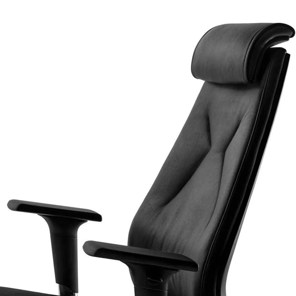 Leder Schreibtischstuhl in Schwarz - Bostaoro