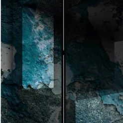 Leinwand Paravent in Blau & Grau bedruckt - Hincomi