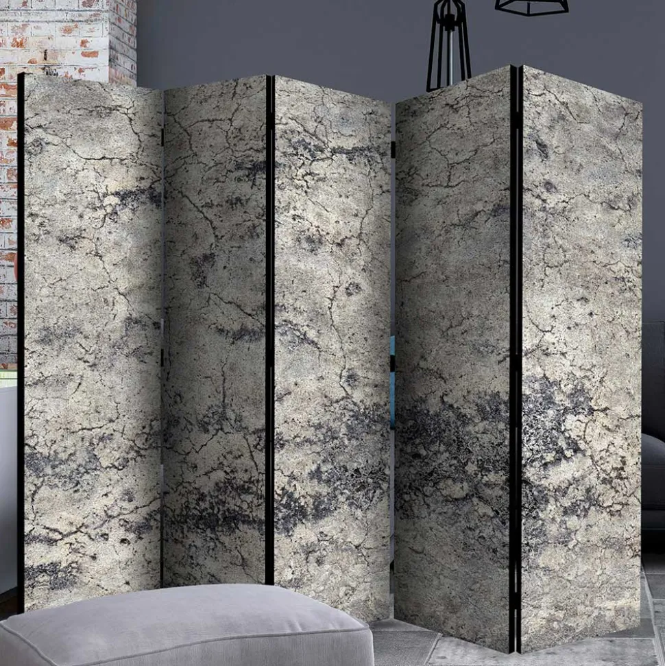 Leinwand Paravent in Steinoptik Grau - Contessa