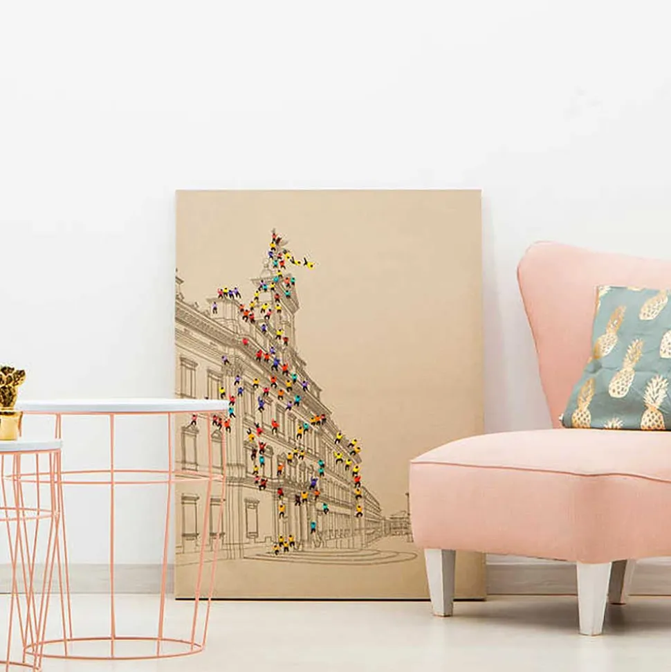 Leinwandbild mit Gebäuden und Menschen - Onesty