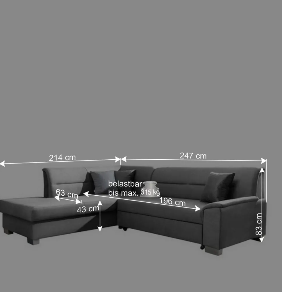 L-Form Bettcouch in Senfgelb Samt - Concista
