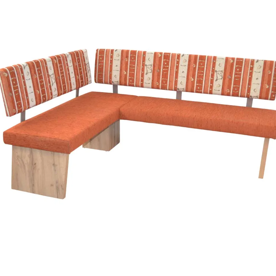 L-Form Eckbank in Orange und Eiche Natur - Cheze