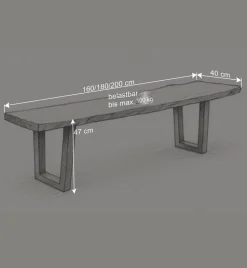 Live Edge Esszimmerbank mit Trapezbeinen - Malinsia