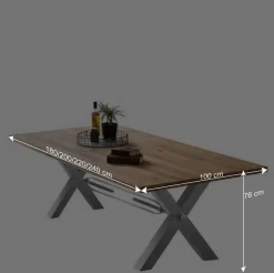 Living Edge Wildeiche Tisch mit X Füßen - Gastruna