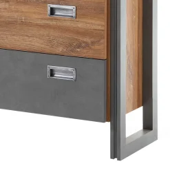 Loft Design Kommode im Eiche dunkel Dekor und Schwarz - Rompira