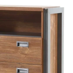 Loft Design Kommode im Eiche dunkel Dekor und Schwarz - Rompira