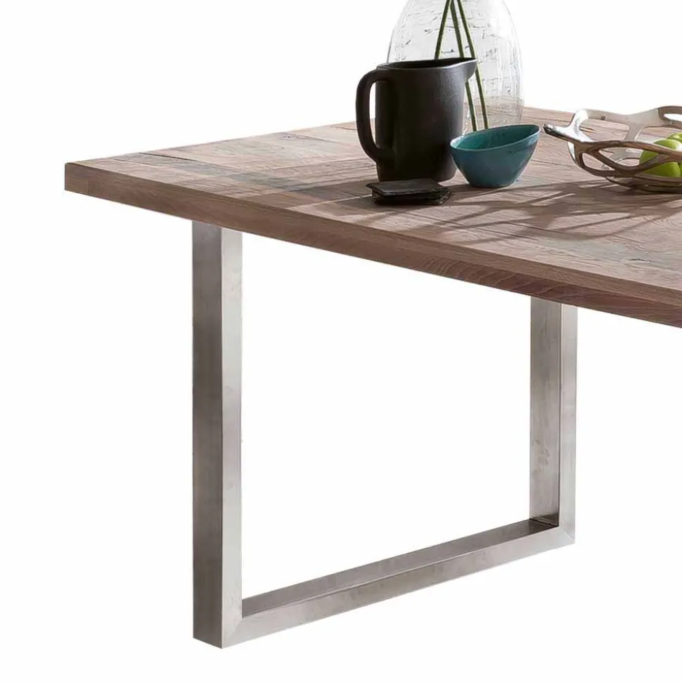 Loft Designtisch Deluiga mit Edelstahl Gestell