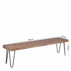 Loft Style Essbank mit Massivholz Akazie Lariona & Metall