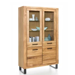 Loft Vitrinenschrank in teilmassiver Wildeiche - Arello