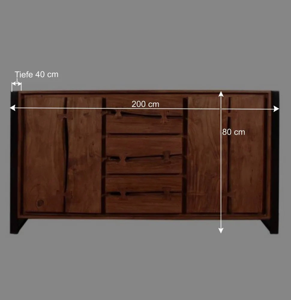 Loft-Stil Anrichte Smantana aus Akazie Massivholz