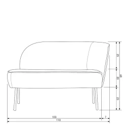 Lounge Couch in Khaki mit Schwarz - Cuba