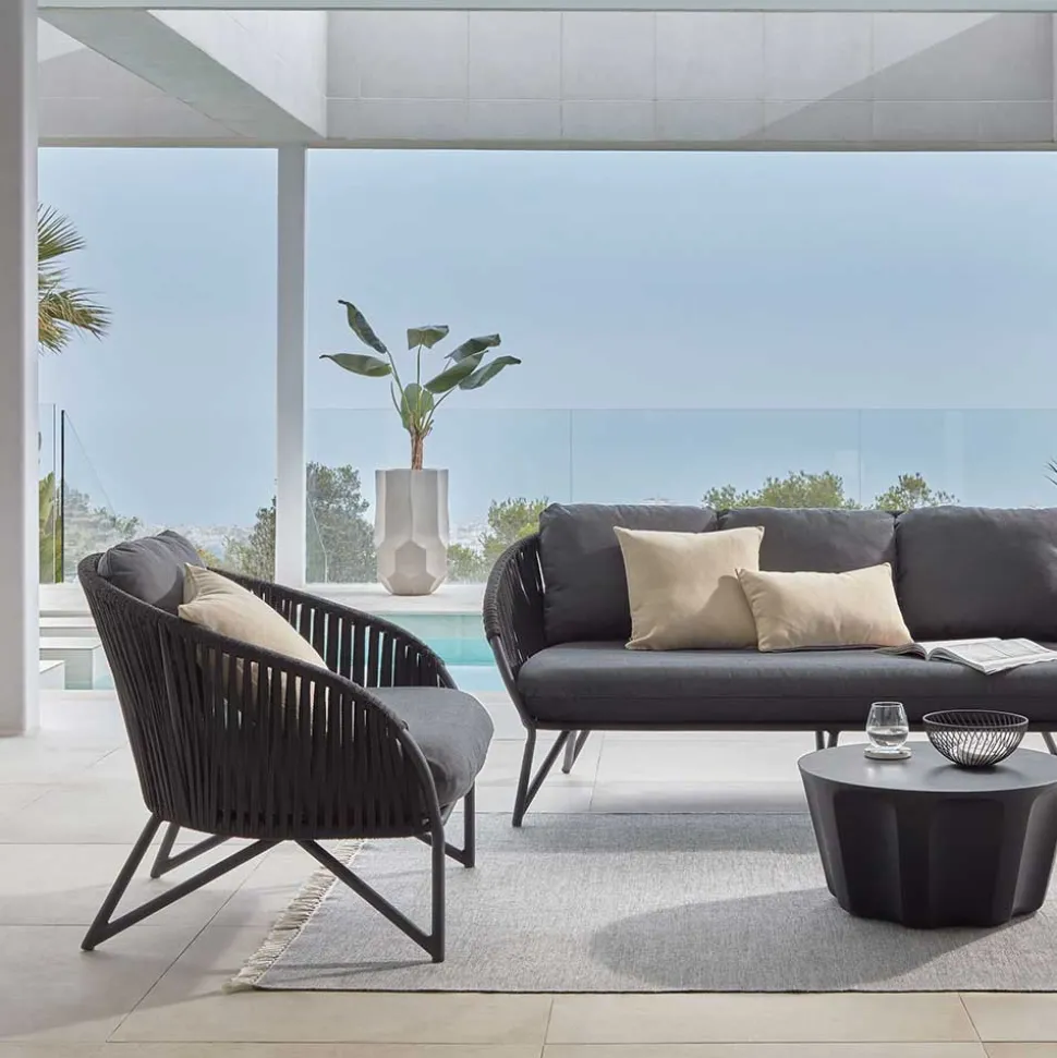 Lounge Sessel aus Kordel Geflecht & Stahl - Magona