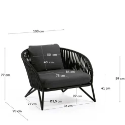 Lounge Sessel aus Kordel Geflecht & Stahl - Magona