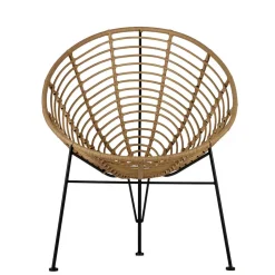 Lounge Stuhl aus Geflecht in Beige - Padiona