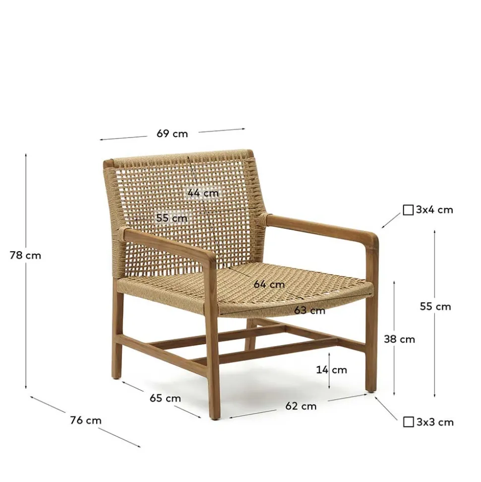 Loungesessel aus Geflecht und Teakholz - Comrinaca